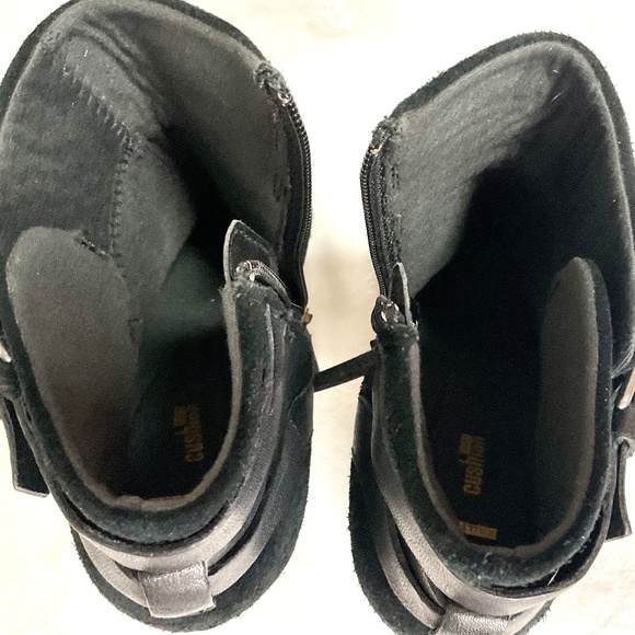 CLARKS Black Enfield Coco Harness Side Zip Suede Leather Ankle Boot sz 10 - Picture 5 of 13